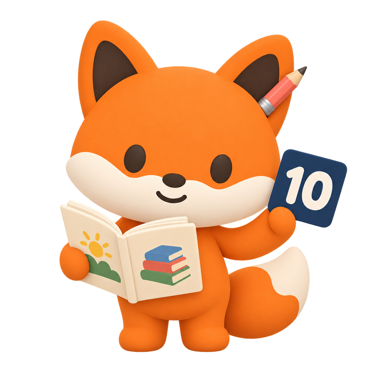 Rusty holding a book and the number ten